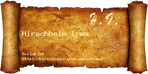 Hirschbein Irma névjegykártya